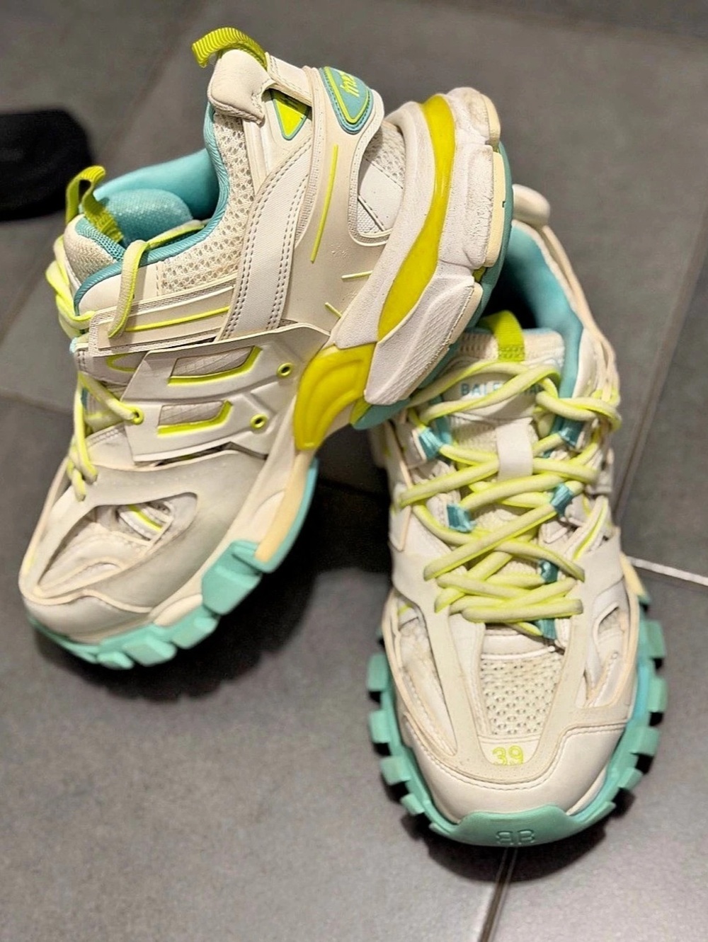 Balenciaga Triple S Chunky Sneakers in White & Green EU 38